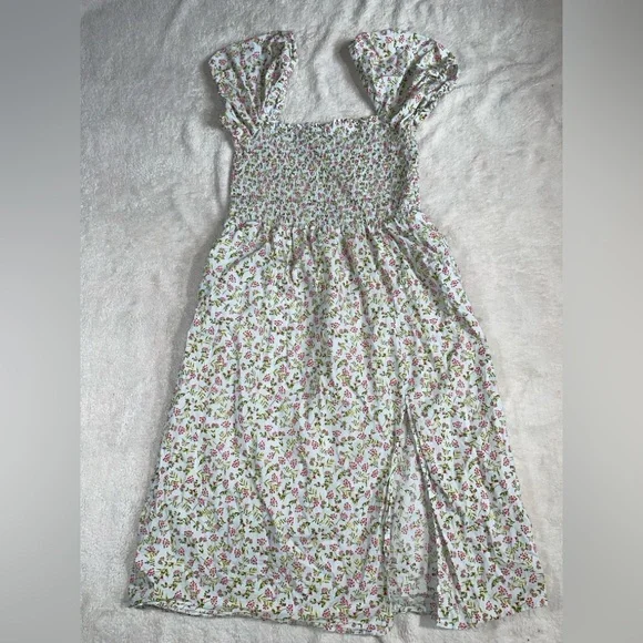 J. Crew Cottagecore 100%Cotton Short-sleeve smocked dress in meadow floral Sz XL - Picture 2 of 12